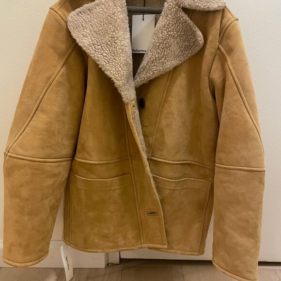 Reformation Veda Luca Suede Shearling Coat XS (Parmesan/Tan) - NWT - Picture 7 of 14